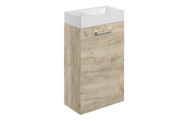Iowa 410mm Wall Hung 1 Door Basin Unit & 1TH Basin - Oak