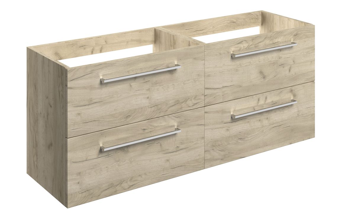 Iowa 1180mm Wall Hung 2 Drawer Basin Unit Run (No Top) - Oak
