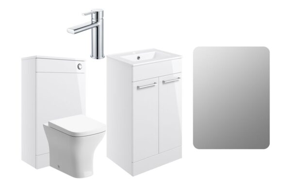 Iowa 510mm F/S Furniture Pack - White Gloss w/Chrome Finishes