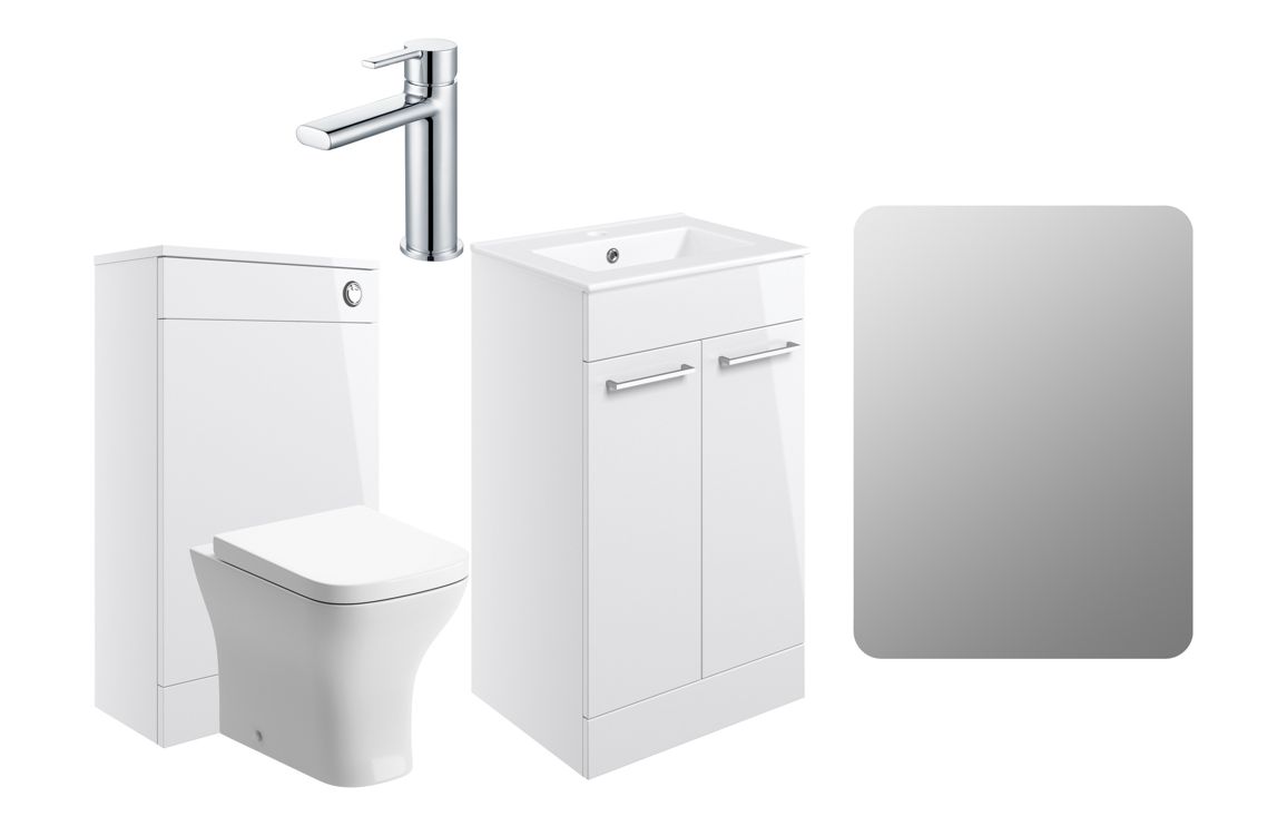 Iowa 510mm F/S Furniture Pack - White Gloss w/Chrome Finishes