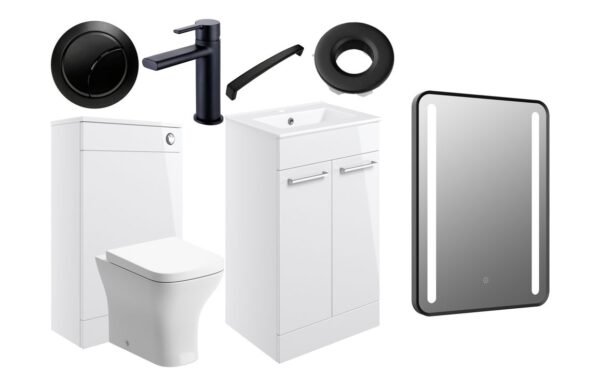 Iowa 510mm F/S Furniture Pack - White Gloss w/Black Finishes