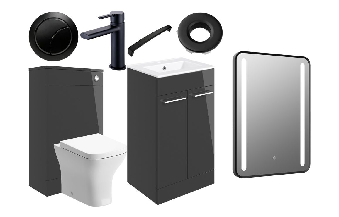 Iowa 510mm F/S Furniture Pack - Anthracite Gloss w/Black Finishes