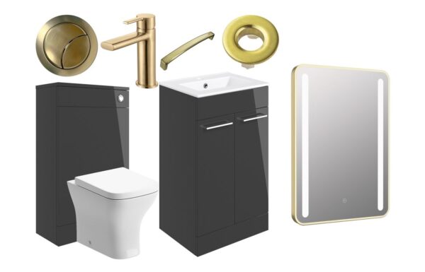 Iowa 510mm F/S Furniture Pack - Anthracite Gloss w/Brushed Brass Finishes