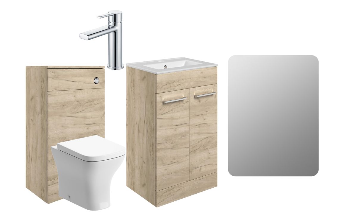 Iowa 510mm F/S Furniture Pack - Oak w/Chrome Finishes