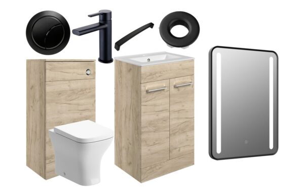 Iowa 510mm F/S Furniture Pack - Oak w/Black Finishes