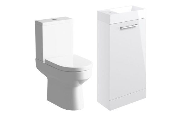 Iowa 410mm F/S Basin Unit & C/C Toilet Pack - White Gloss
