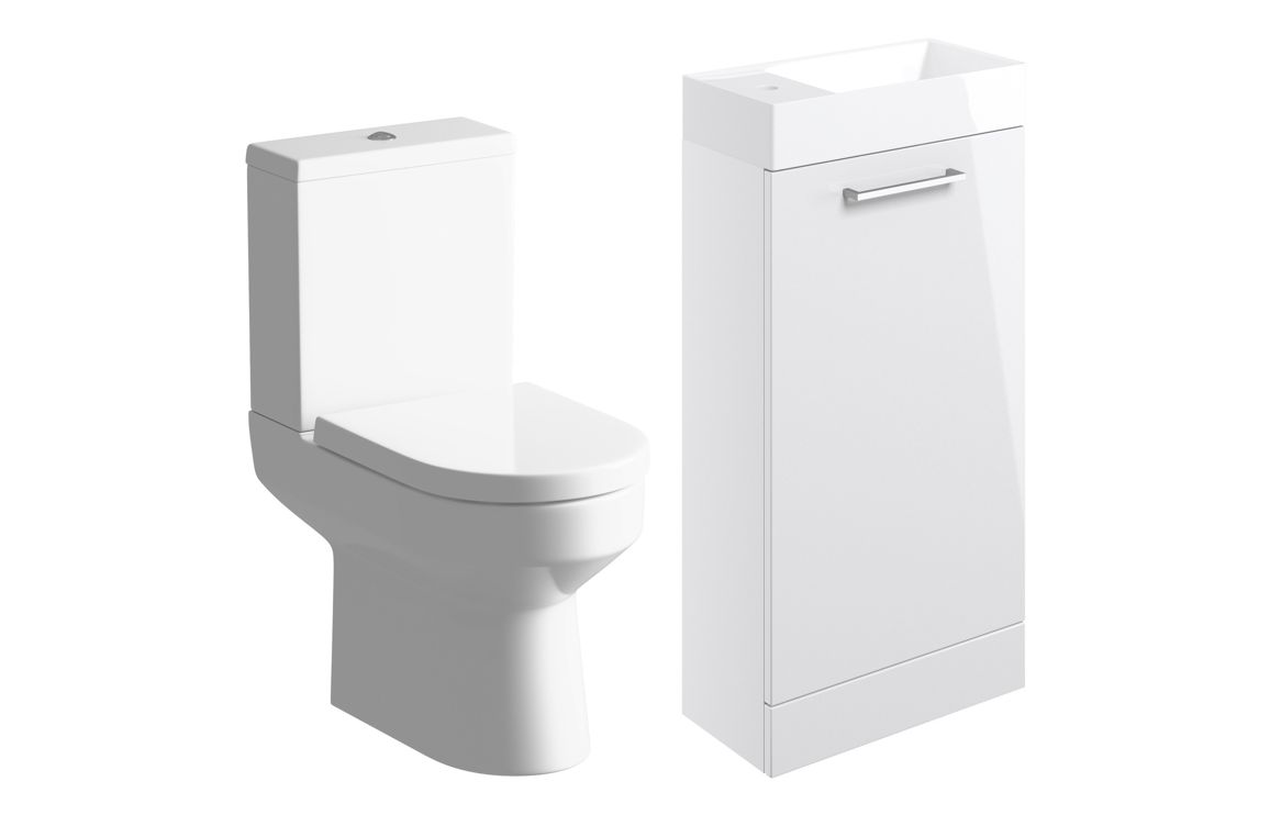 Iowa 410mm F/S Basin Unit & C/C Toilet Pack - White Gloss