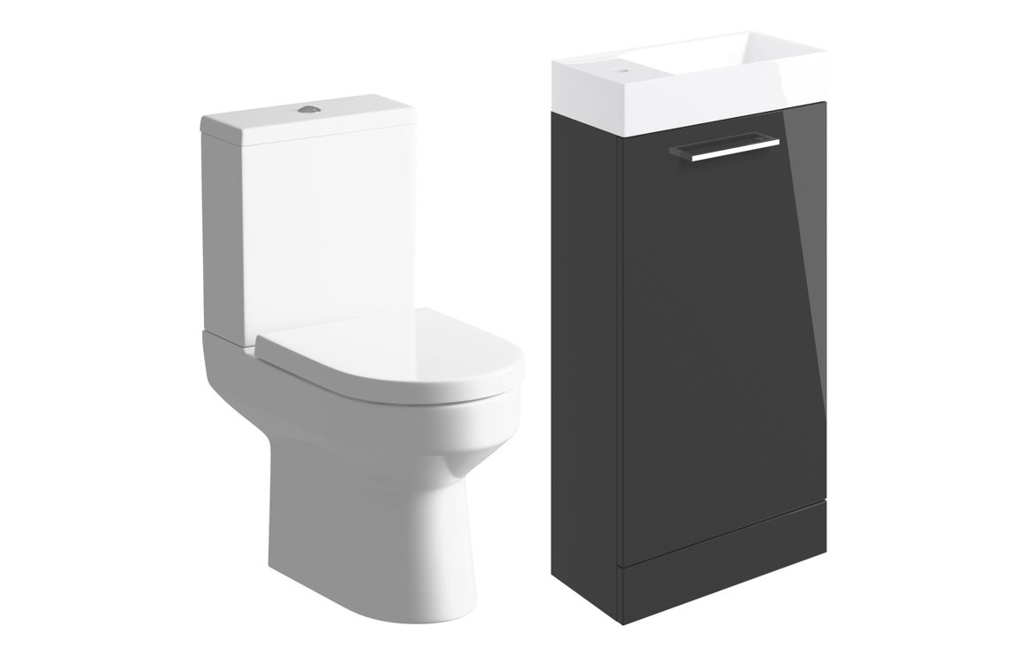 Iowa 410mm F/S Basin Unit & C/C Toilet Pack - Anthracite Gloss