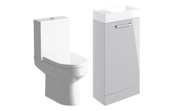 Iowa 410mm F/S Basin Unit & C/C Toilet Pack - Grey Gloss