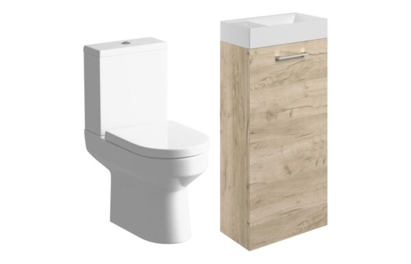 Iowa 410mm F/S Basin Unit & C/C Toilet Pack - Oak