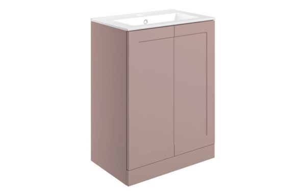 Maine 615mm Floor Standing 2 Door Basin Unit & Basin - Matt Peony
