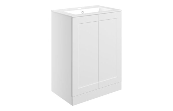 Maine 615mm Floor Standing 2 Door Basin Unit & Basin - Matt White