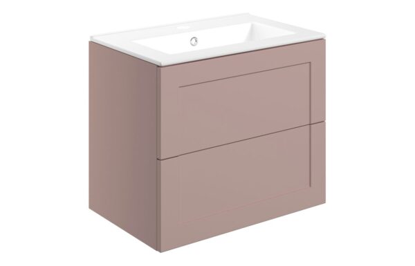 Maine 615mm Wall Hung 2 Drawer Basin Unit & Basin - Matt Peony