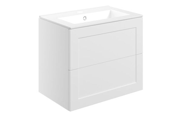 Maine 615mm Wall Hung 2 Drawer Basin Unit & Basin - Matt White