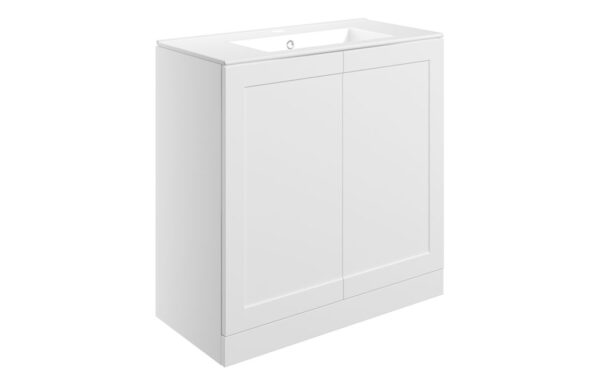 Maine 815mm Floor Standing 2 Door Basin Unit & Basin - Matt White