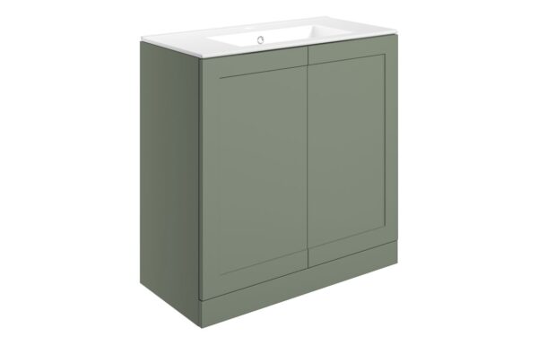 Maine 815mm Floor Standing 2 Door Basin Unit & Basin - Matt Reed Green