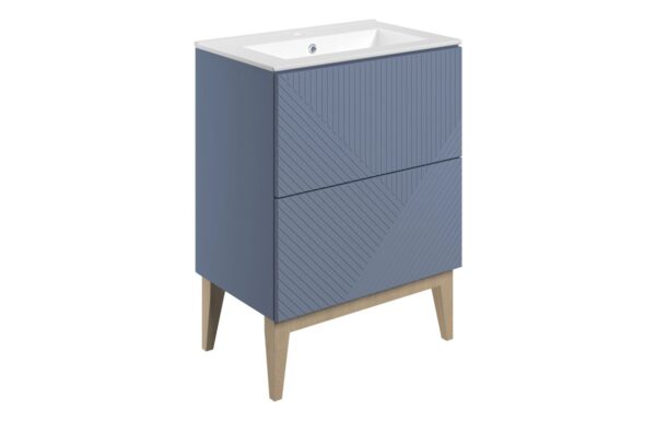 Michigan 615mm Floor Standing 2 Drawer Basin Unit & Basin - Matt Smoke Blue