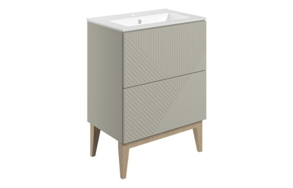 Michigan 615mm Floor Standing 2 Drawer Basin Unit & Basin - Matt Oat