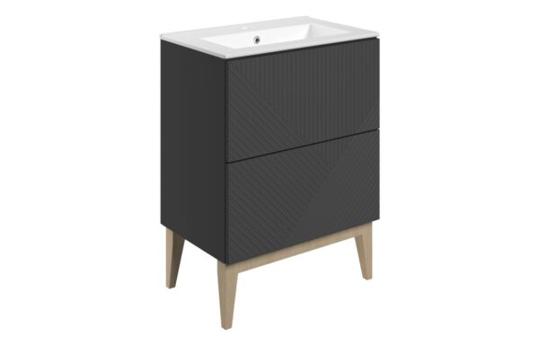 Michigan 615mm Floor Standing 2 Drawer Basin Unit & Basin - Matt Graphite Grey