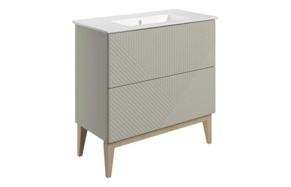 Michigan 815mm Floor Standing 2 Drawer Basin Unit & Basin - Matt Oat