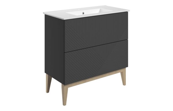 Michigan 815mm Floor Standing 2 Drawer Basin Unit & Basin - Matt Graphite Grey