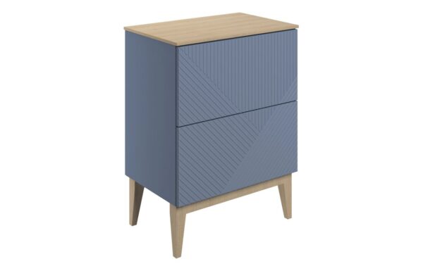 Michigan 610mm Floor Standing 2 Drawer Basin Unit & Maple Oak Effect Worktop - Matt Smoke Blue