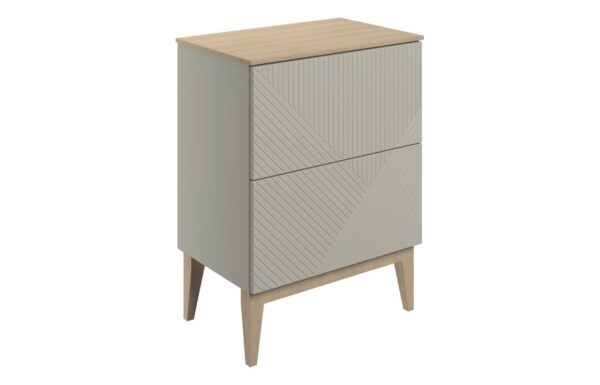 Michigan 610mm Floor Standing 2 Drawer Basin Unit & Maple Oak Effect Worktop - Matt Oat