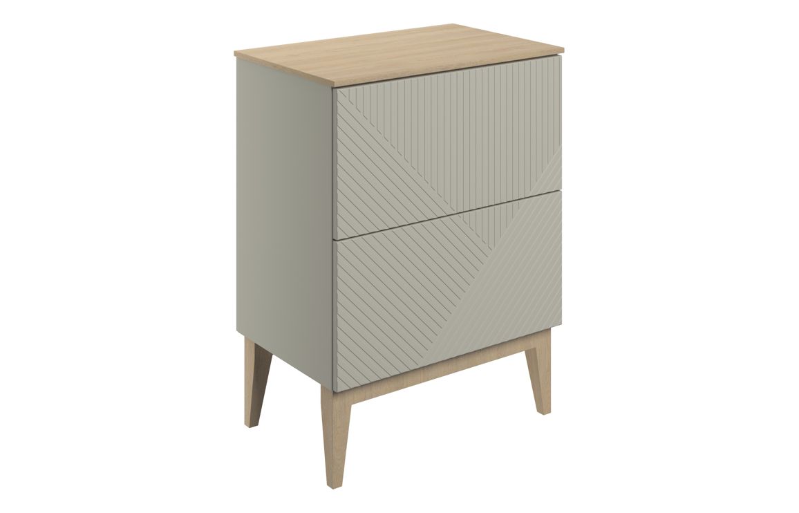 Michigan 610mm Floor Standing 2 Drawer Basin Unit & Maple Oak Effect Worktop - Matt Oat