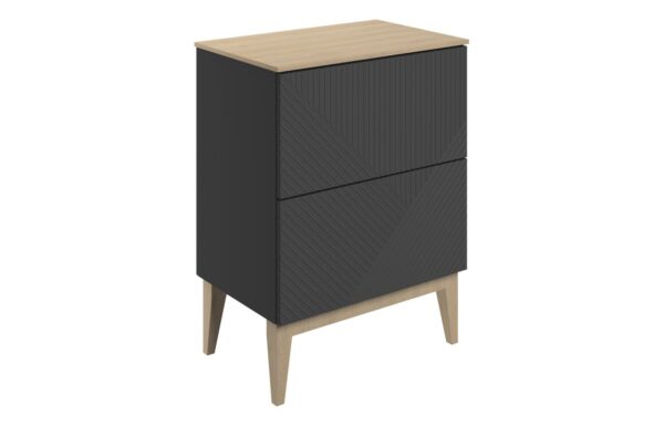 Michigan 610mm Floor Standing 2 Drawer Basin Unit & Maple Oak Effect Worktop - Matt Graphite Grey