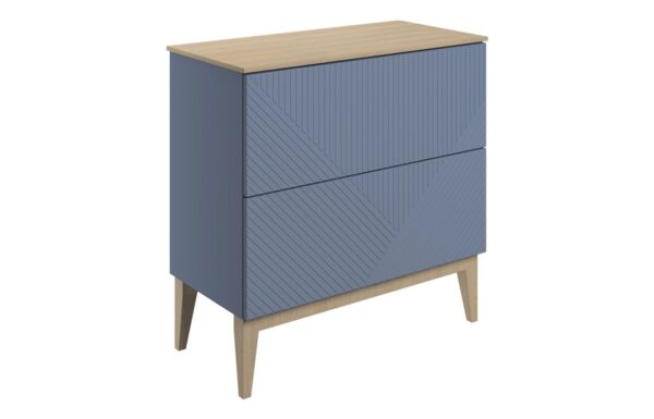 Michigan 810mm Floor Standing 2 Drawer Basin Unit & Maple Oak Effect Worktop - Matt Smoke Blue