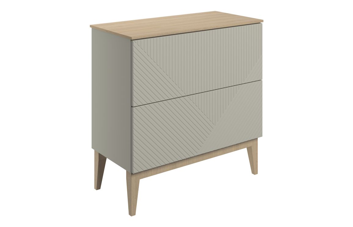 Michigan 810mm Floor Standing 2 Drawer Basin Unit & Maple Oak Effect Worktop - Matt Oat