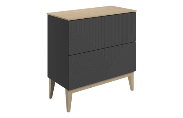 Michigan 810mm Floor Standing 2 Drawer Basin Unit & Maple Oak Effect Worktop - Matt Graphite Grey