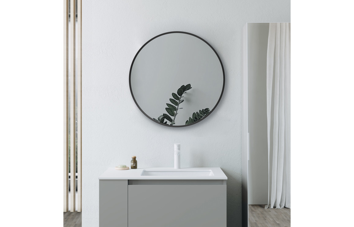Dyce 600mm Round Mirror - Matt Black - Image 3