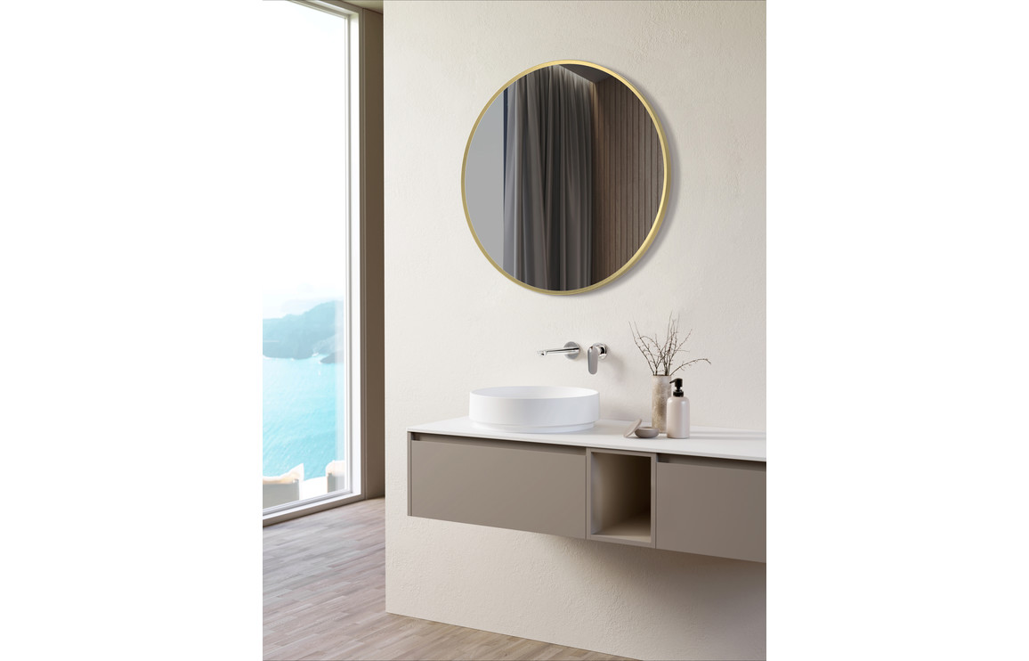 Dyce 500mm Round Mirror - Brushed Brass - Image 2