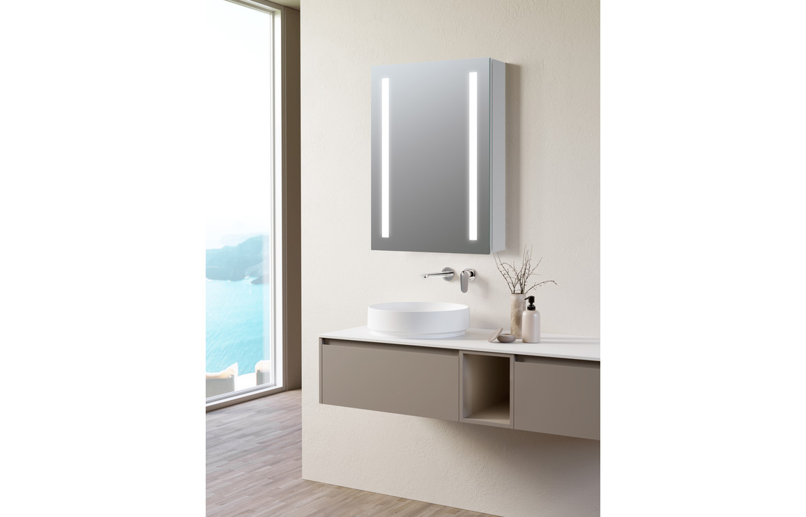 Portree 500mm 1 Door Front-Lit LED Mirror Cabinet - Image 4