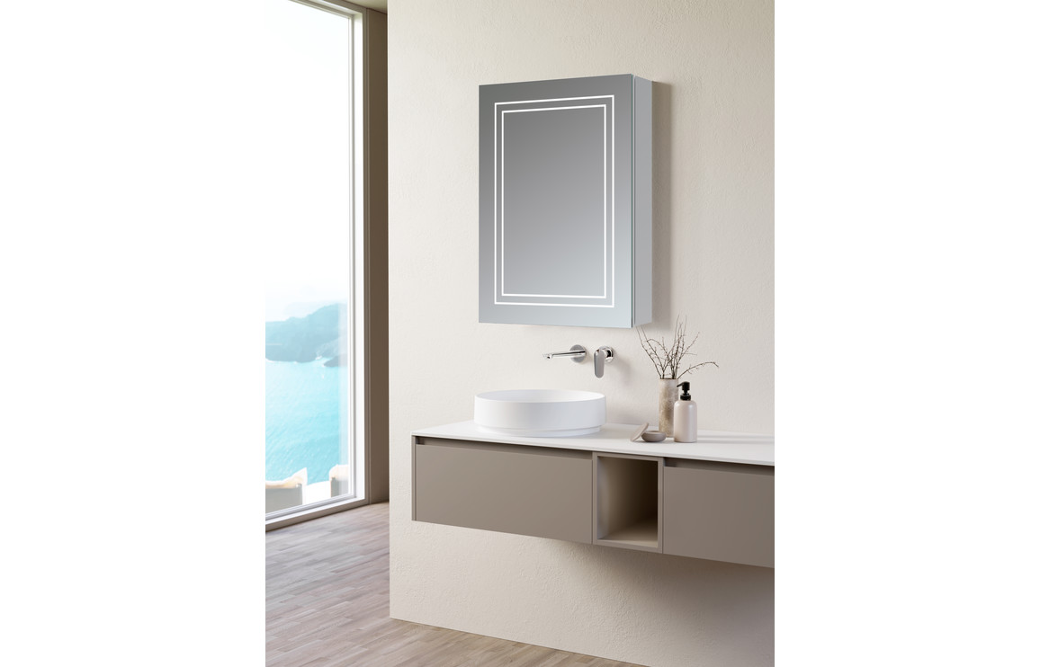 Alva 500mm 1 Door Front-Lit LED Mirror Cabinet - Image 3