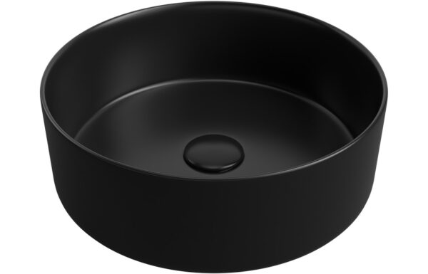 Fara 355mm Ceramic Round Washbowl & Waste - Matt Black