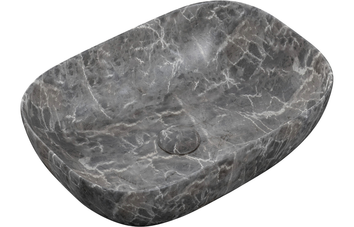 Aden 460x330mm Ceramic Washbowl - Grey Marble Effect