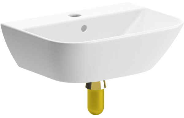 Etive Mor 450x320mm 1TH Cloakroom Basin & Brushed Brass Bottle Trap