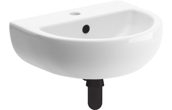 Merrick 450x400mm 1TH Cloakroom Basin & Black Bottle Trap