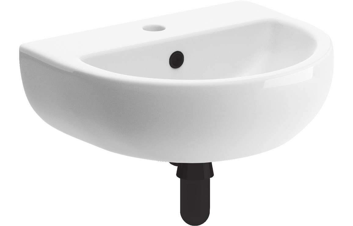 Merrick 450x400mm 1TH Cloakroom Basin & Black Bottle Trap
