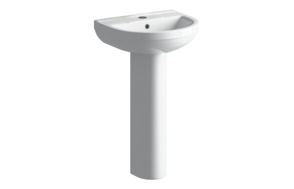 Nevis 500x390mm 1TH Basin & Full Pedestal