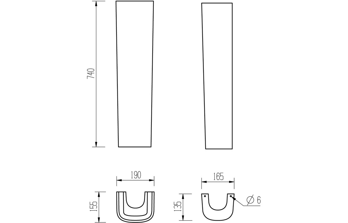 Donich 600x400mm 1TH Basin & Full Pedestal - Image 4