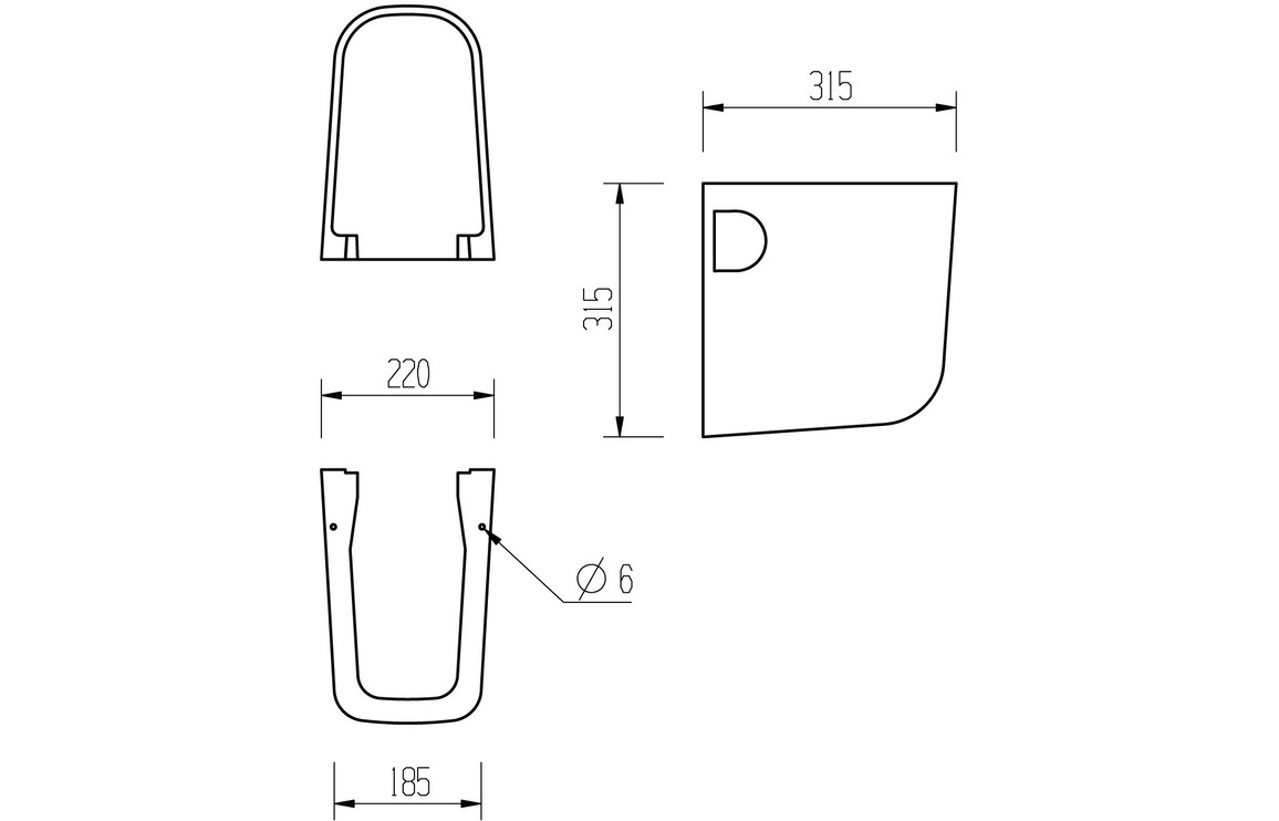 Donich 600x400mm 1TH Basin & Semi Pedestal - Image 3