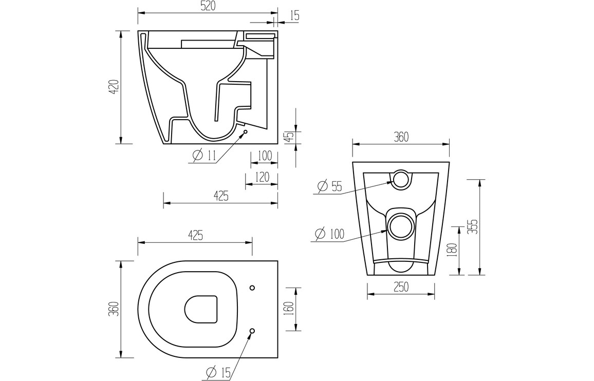 Alder Rimless Back To Wall WC & Soft Close Seat - Image 4