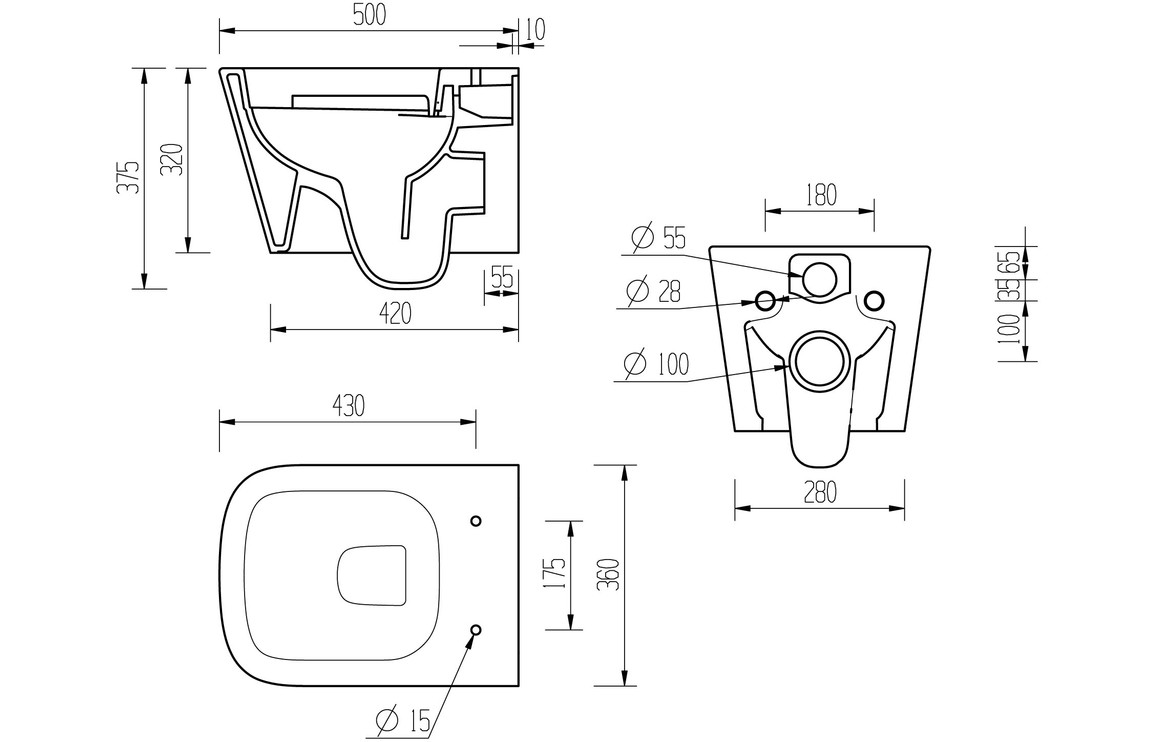 Donich Rimless Wall Hung WC & Soft Close Seat - Image 3