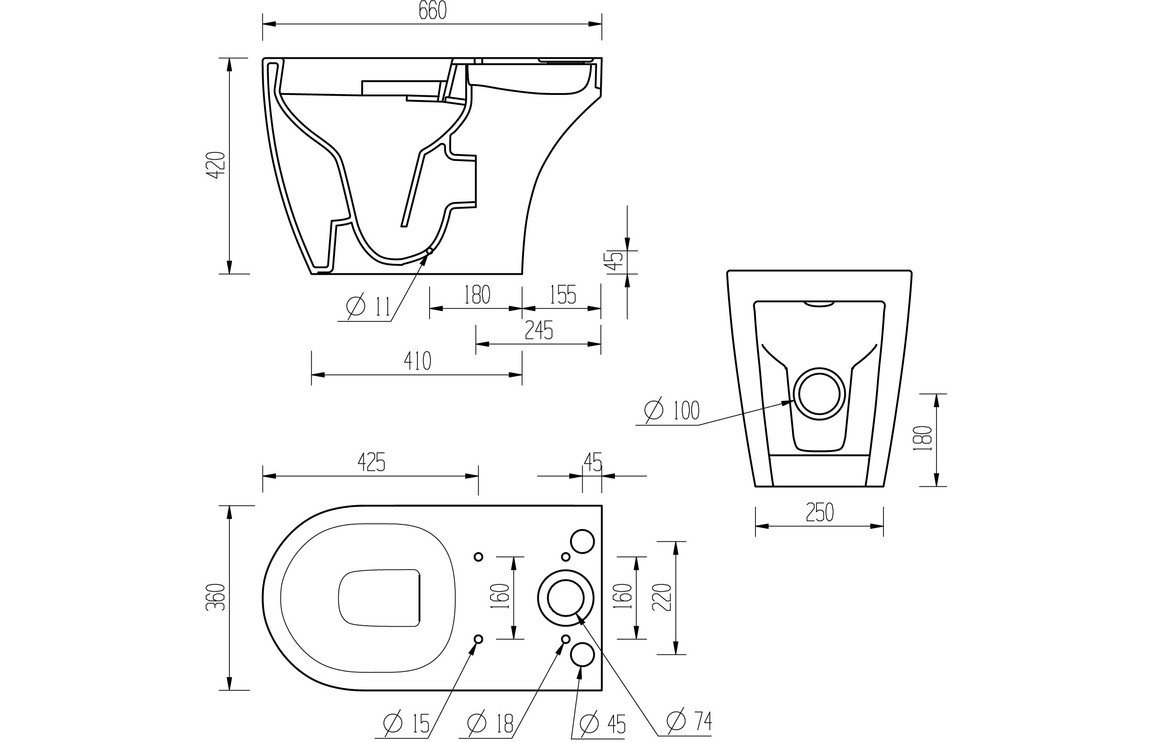 Alder Rimless Close Coupled Open Back WC & Soft Close Seat - Image 4