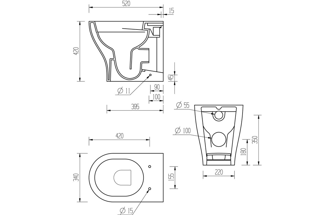 Cairn Rimless Back To Wall WC & Soft Close Seat - Image 3