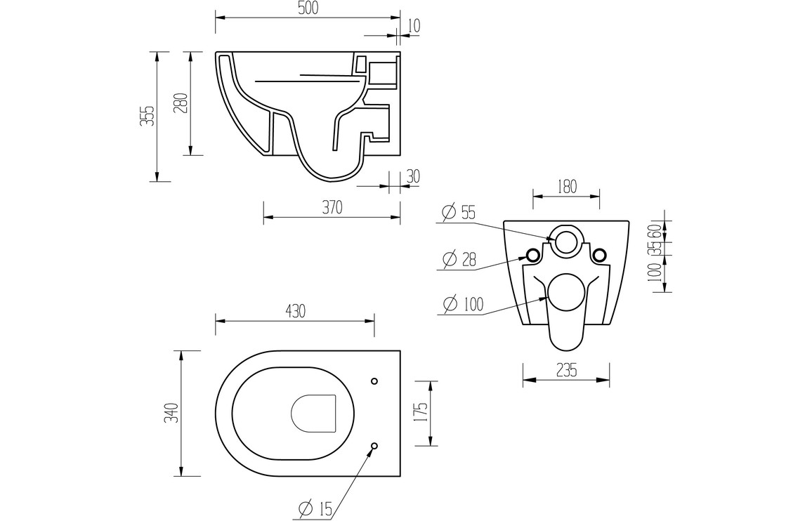 Cairn Rimless Wall Hung WC & Soft Close Seat - Image 3