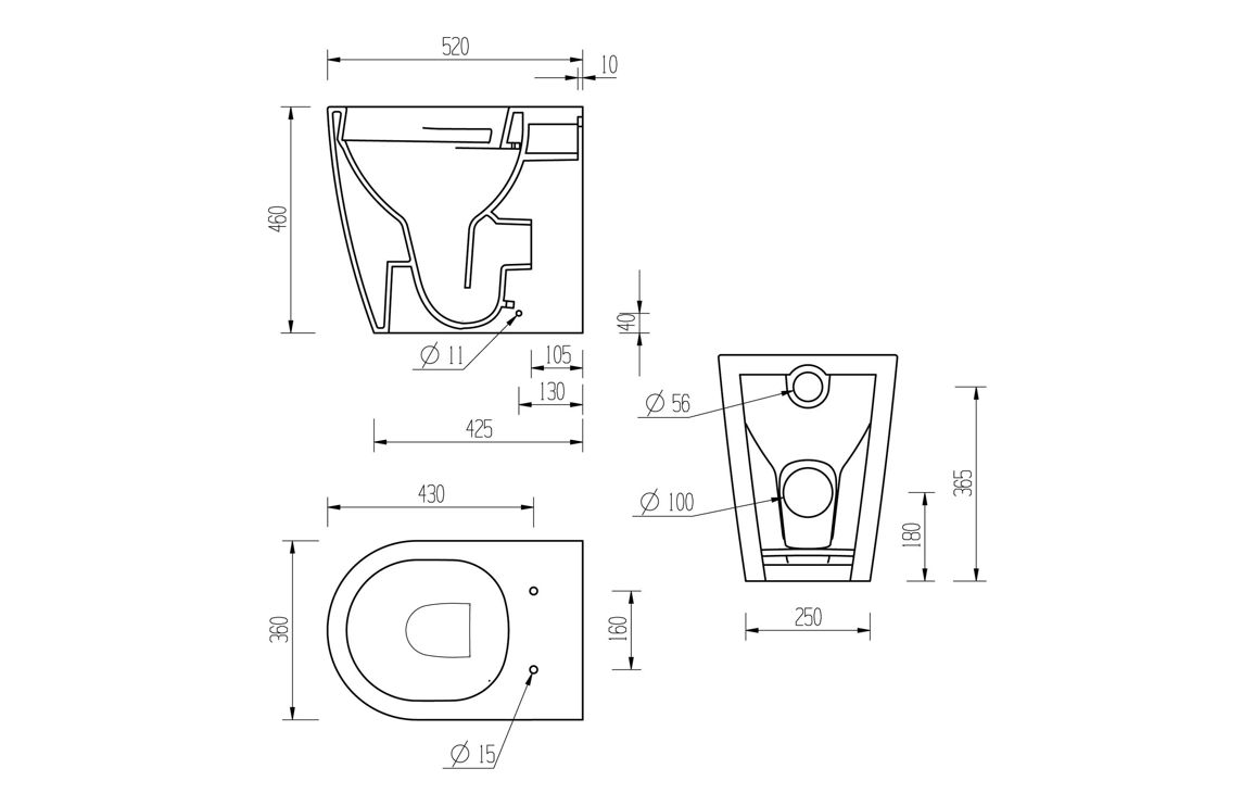 Alder Rimless Back To Wall Comfort Height WC & Soft Close Seat - Image 4